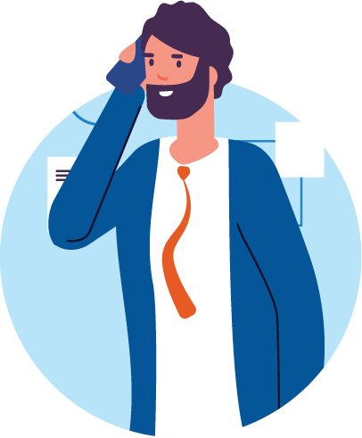Illustration of Man talking on telephone